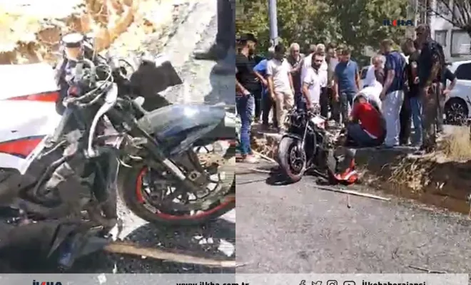 Otomobil ile çarpışan motosiklet refüjdeki çukura düştü: 1 Yaralı